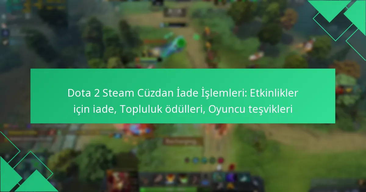 Dota 2 Steam Cüzdan İade İşlemleri: Etkinlikler için iade, Topluluk ödülleri, Oyuncu teşvikleri
